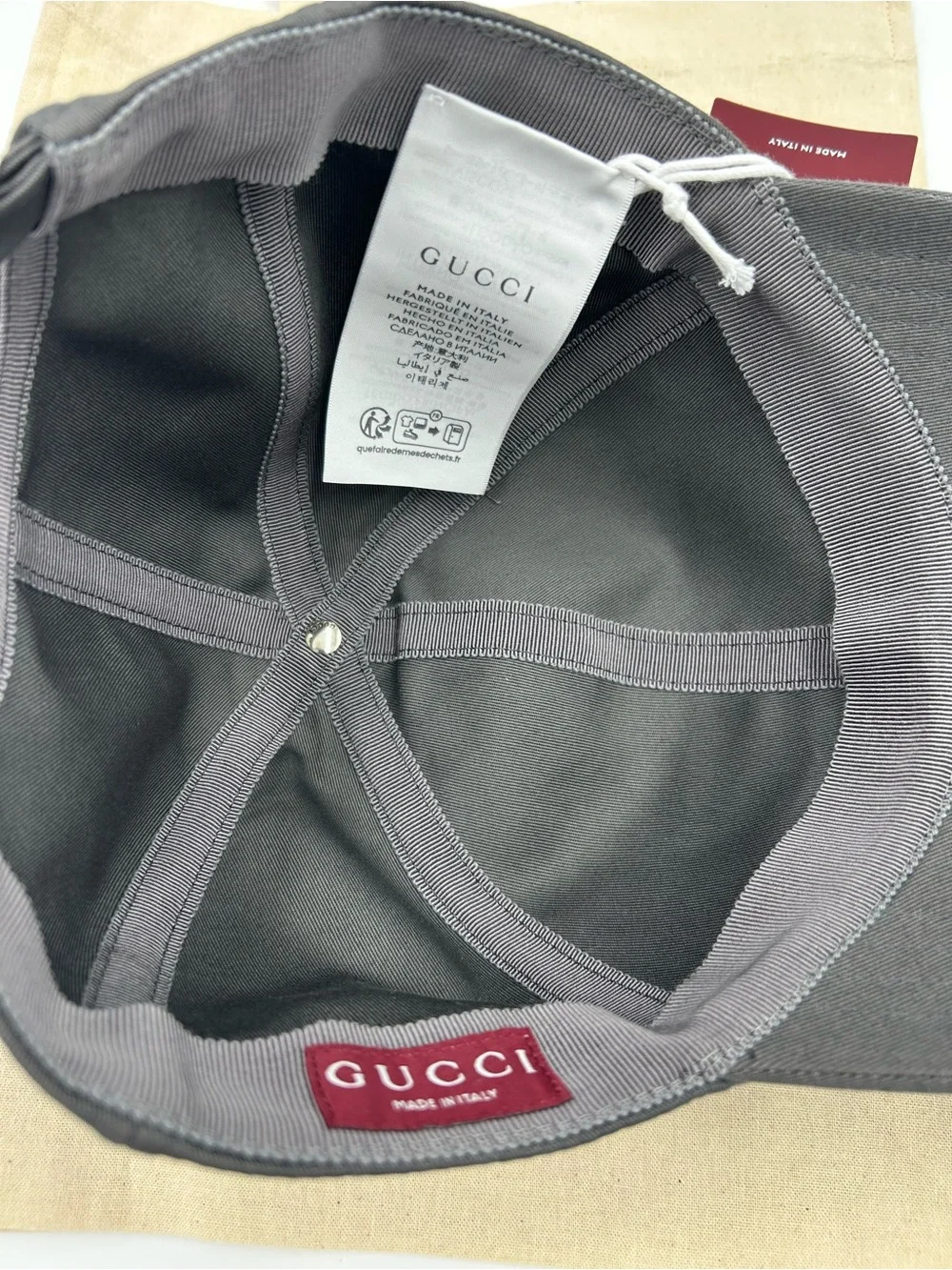 Men's Gucci cotton canvas embroidered logo baseball cap size medium adjustable